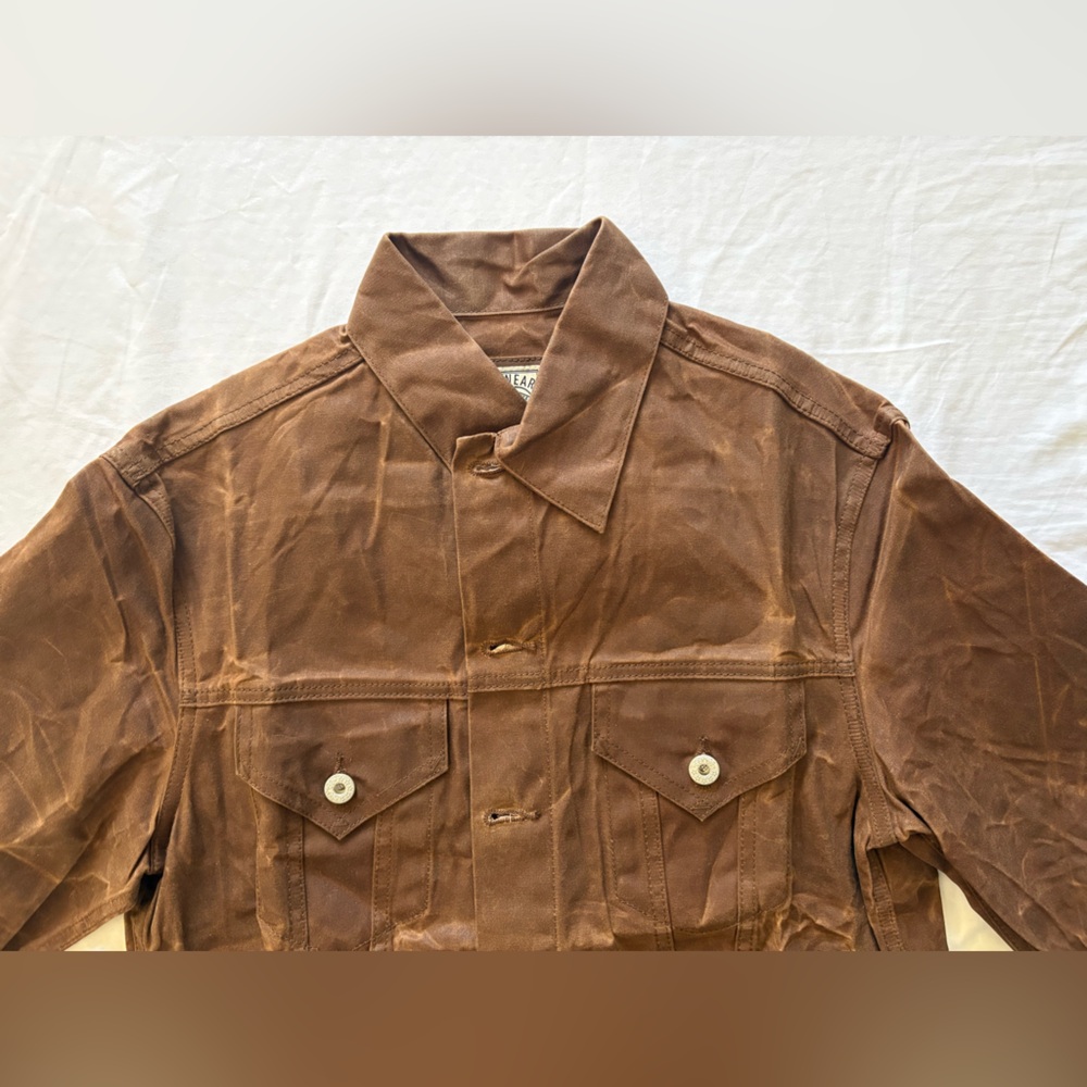 NWOT-Carre Label Brown Waxed Cotton Workwear Utility Jacket Vintage Style - Picture 6 of 13